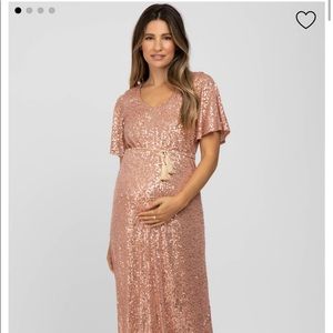 Maternity pink sequin bridesmaids dress